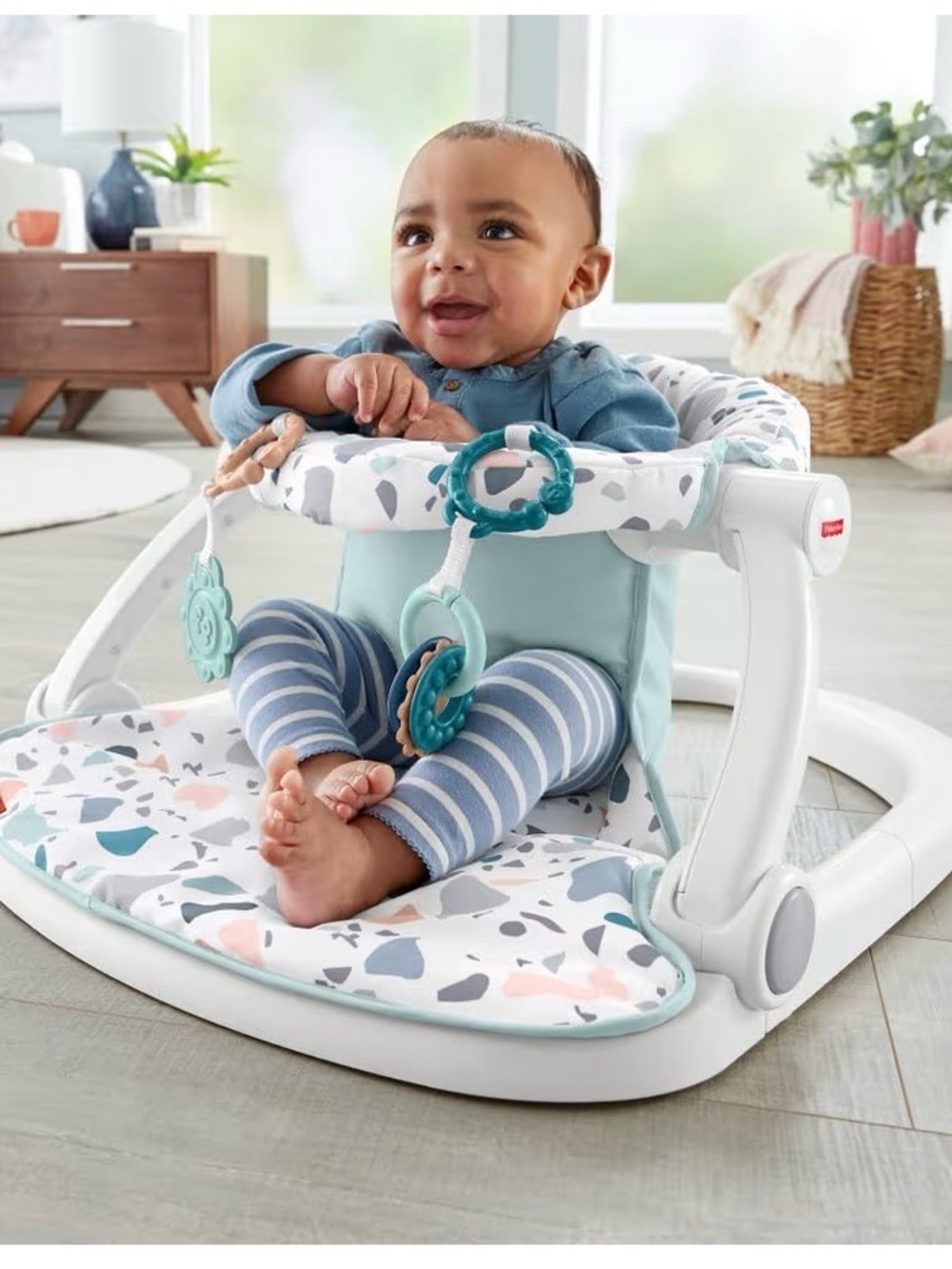 Fisher-Price Mint and Terrazzo Baby Activity Seat with Hanging Toys - Picture 1 of 5